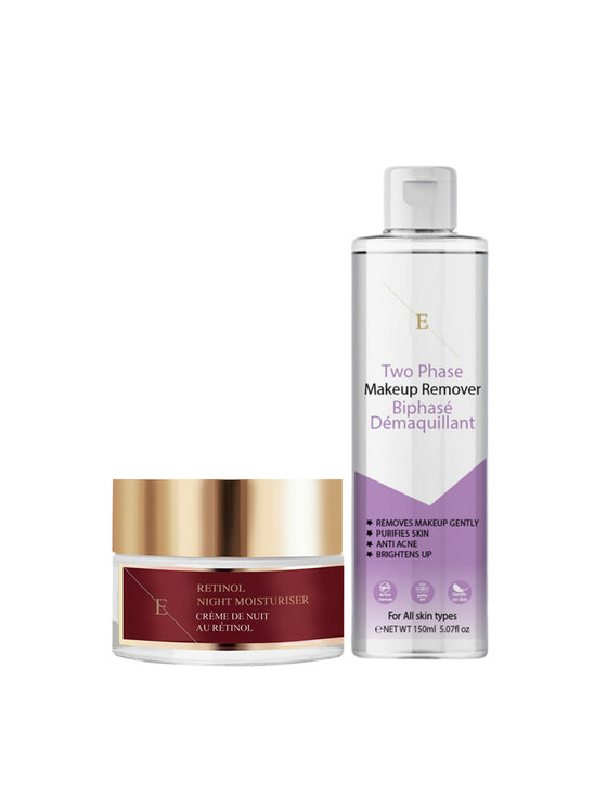 Erthskin London Erthskin London Nawilżający krem ​​na noc Retinol + dwufazowy płyn do demakijażu Krem na noc