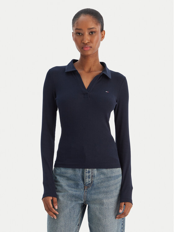 Tommy Jeans Tommy Jeans Bluse Essential DW0DW21933 Dunkelblau Slim Fit