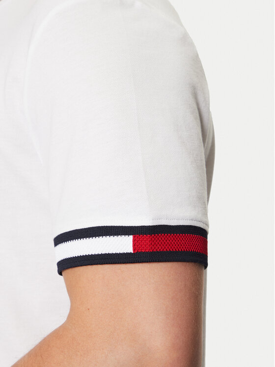 Tommy Hilfiger Tommy Hilfiger T-Shirt Global Stripe MW0MW38078 Biały Regular Fit