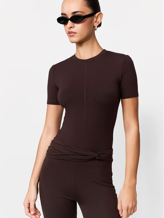 La Mania Damski T-Shirt, rozmiar 34, Brązowy, SWING