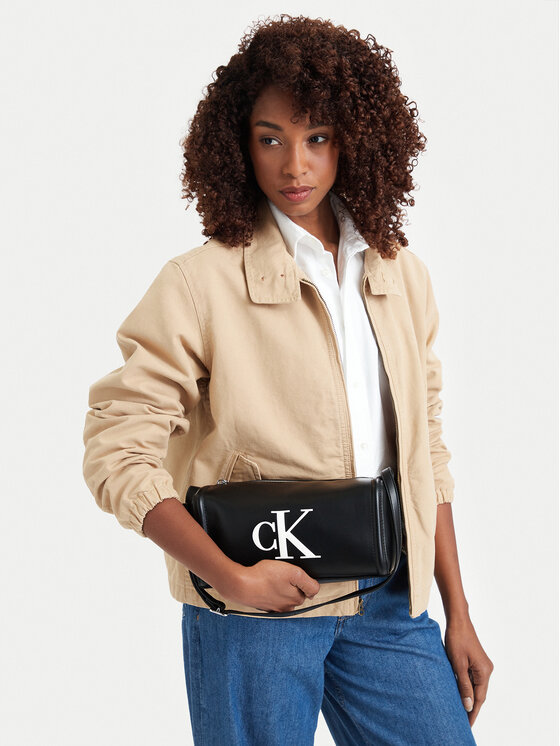 Calvin Klein Дамска чанта Bold Ck Slouchy Shoulder Bag LV04F3894G Черен