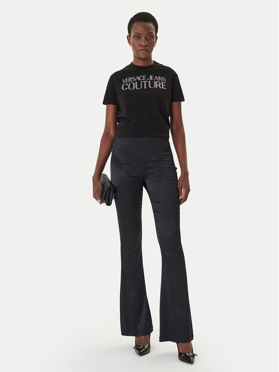 Versace Jeans Couture Versace Jeans Couture Hlače iz tkanine 80HAC1A7 N0640 Črna Flare Fit