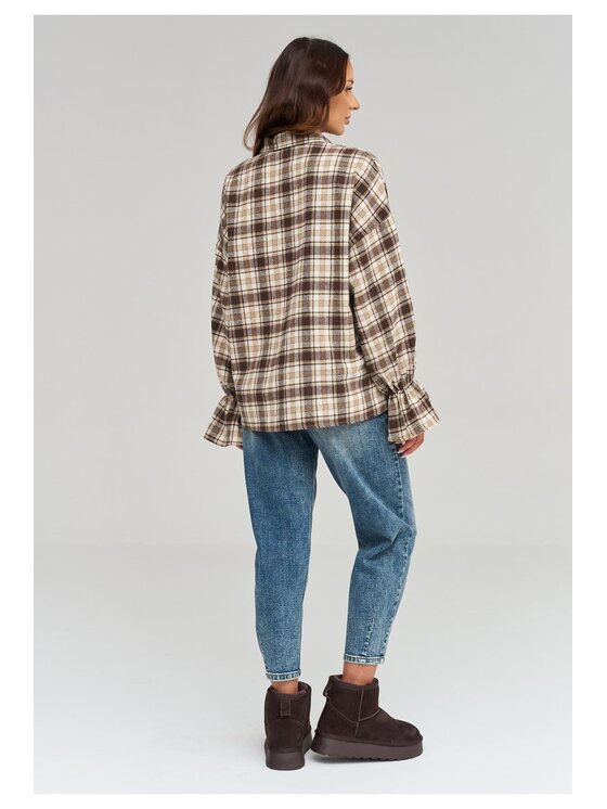 Makadamia Makadamia Koszula C98 Beżowy Loose Fit
