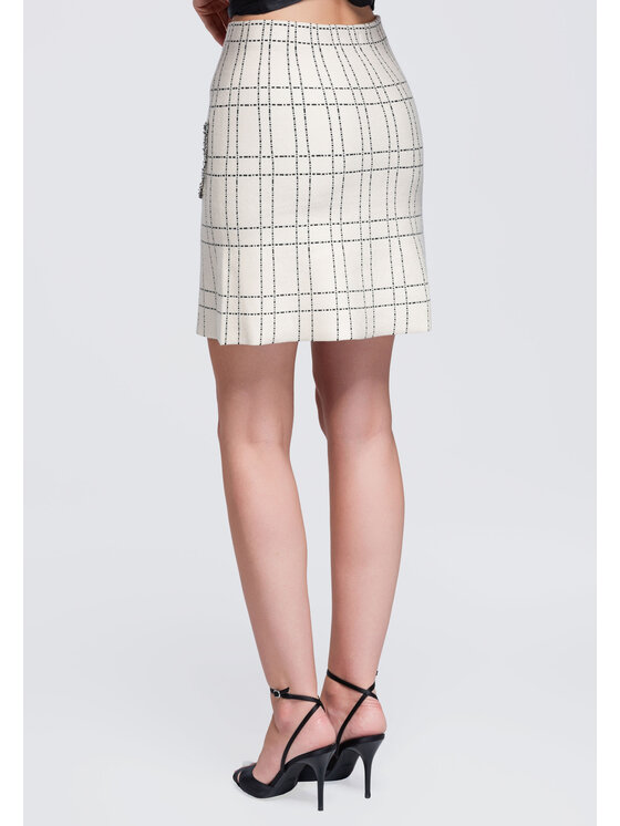 Ombre Ombre Spódnica mini OW-GL-E0021 Beżowy Slim Fit