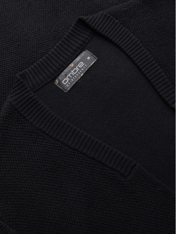Ombre Ombre Kardigan OM-SWCD-0109 Czarny Regular Fit