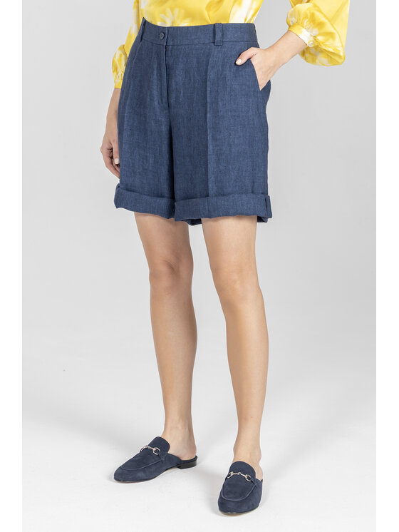 Deni Cler Milano Deni Cler Milano Szorty materiałowe W-DC-5007-F2-E7-58-1 Granatowy Regular Fit