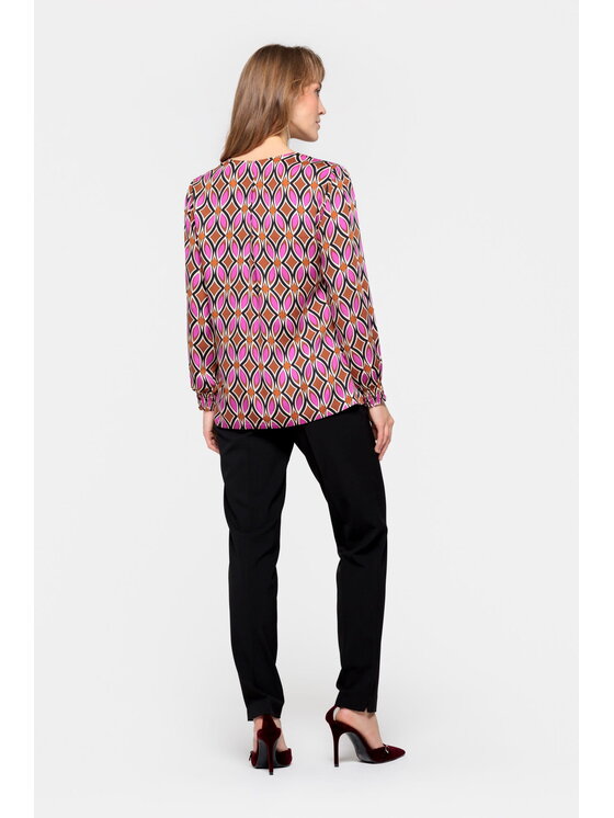 EMOI EMOI Bluzka elegancka w oryginalny wzór Kolorowy Feminine Fit
