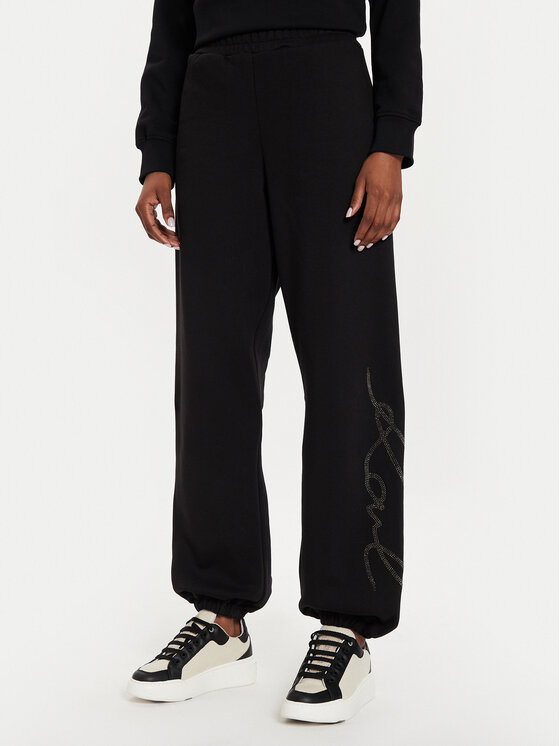 KARL LAGERFELD KARL LAGERFELD Jogginghose 245W1053 Schwarz Regular Fit