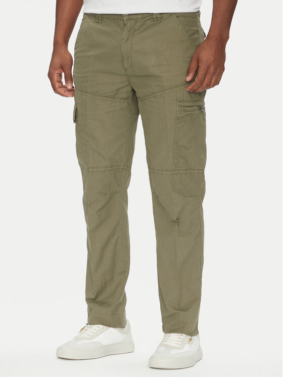 Aeronautica Militare Aeronautica Militare Kalhoty z materiálu 251PA1662CT3526 Khaki Regular Fit