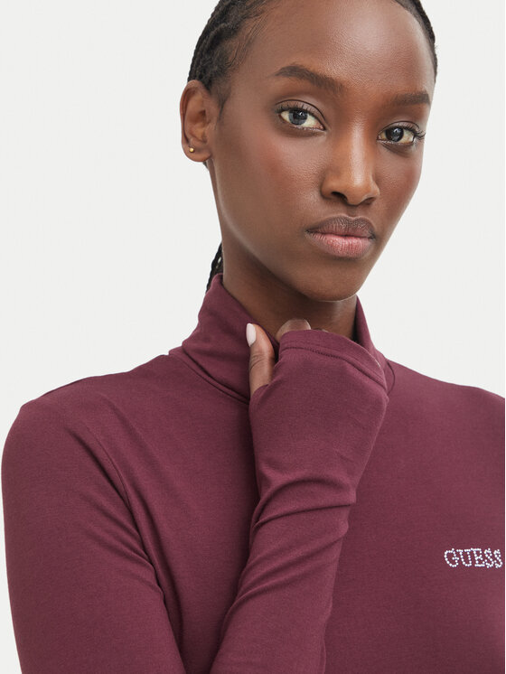 Guess Guess Blúzka V6BP11 K6907 Bordová Slim Fit