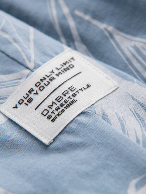 Ombre Ombre T-Shirt OM-TSFP-0180 Niebieski Regular Fit