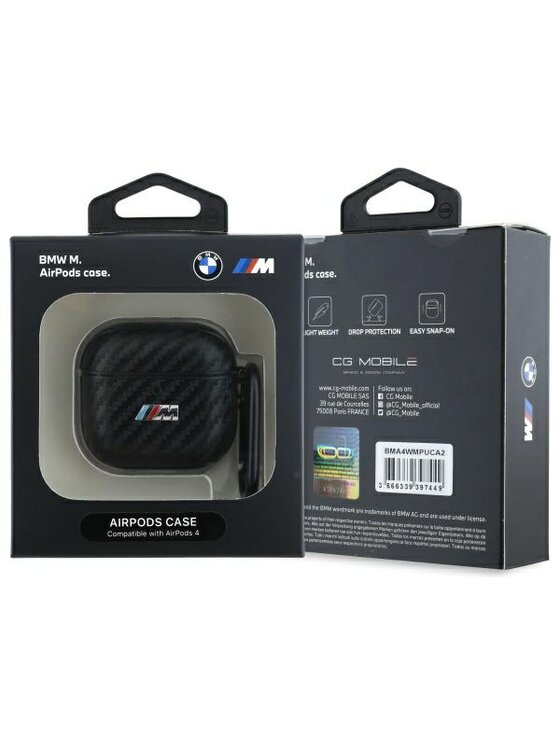 BMW Motorsport BMW Motorsport Etui na słuchawki AirPods 4 - PU Carbon M Collection Czarny