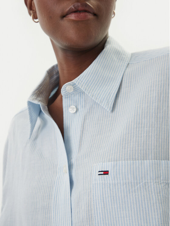 Tommy Jeans Tommy Jeans Рокля тип риза DW0DW22344 Светлосиньо Relaxed Fit