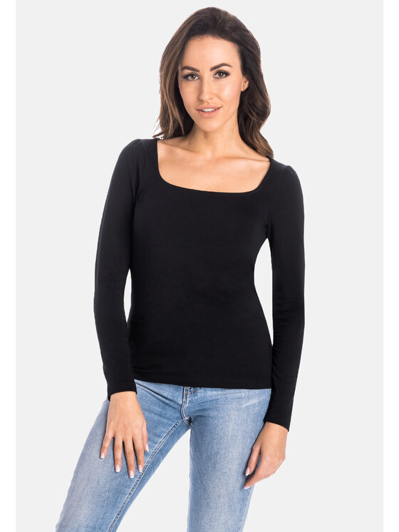 Teyli Teyli Bluzka 495 Czarny Standard Fit