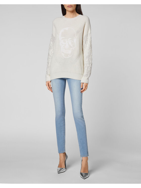 PHILIPP PLEIN PHILIPP PLEIN Sweter 7985 Beżowy Regular Fit