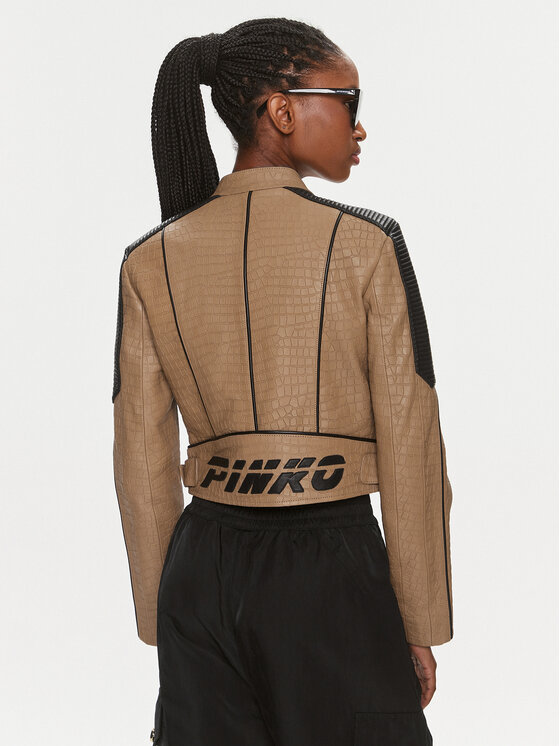 PINKO Pinko Lederjacke Annone Byker. 103208 A1Q9 Braun Regular Fit