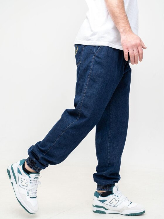 Metoda Sport Metoda Sport Joggery Szerokie Spodnie Jeansowe Baggy Jogger Męskie Ciemne Niebieskie Metoda Sport Laur Pocket 2XL Niebieski Regular Fit