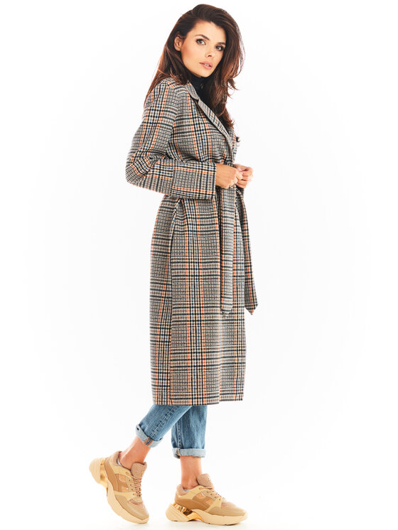 Awama Awama Płaszcz A368 Granatowy Basic Fit
