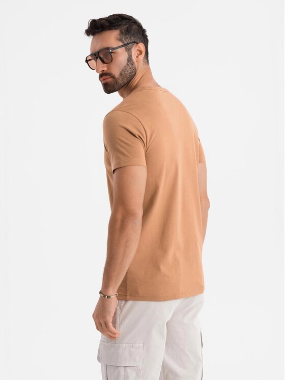 Ombre Ombre T-Shirt OM-TSBS-0236 Pomarańczowy jasny Regular Fit