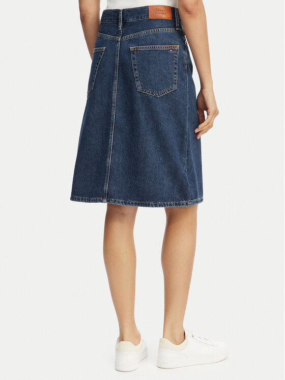 Tommy Hilfiger Tommy Hilfiger Džinsinis sijonas WW0WW45666 Tamsiai mėlyna Straight Fit