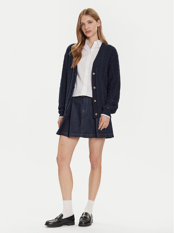 Tommy Jeans Tommy Jeans Strickjacke Cable DW0DW21681 Dunkelblau Relaxed Fit