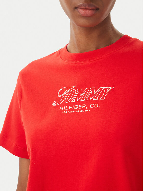 Tommy Hilfiger Tommy Hilfiger T-shirt Logo Interlock WW0WW48707 Rosso Regular Fit