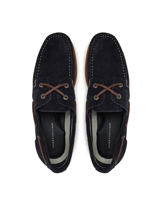 Tommy Hilfiger Tommy Hilfiger Pantofi Th Boat Shoe Core Suede FM0FM05387 Bleumarin