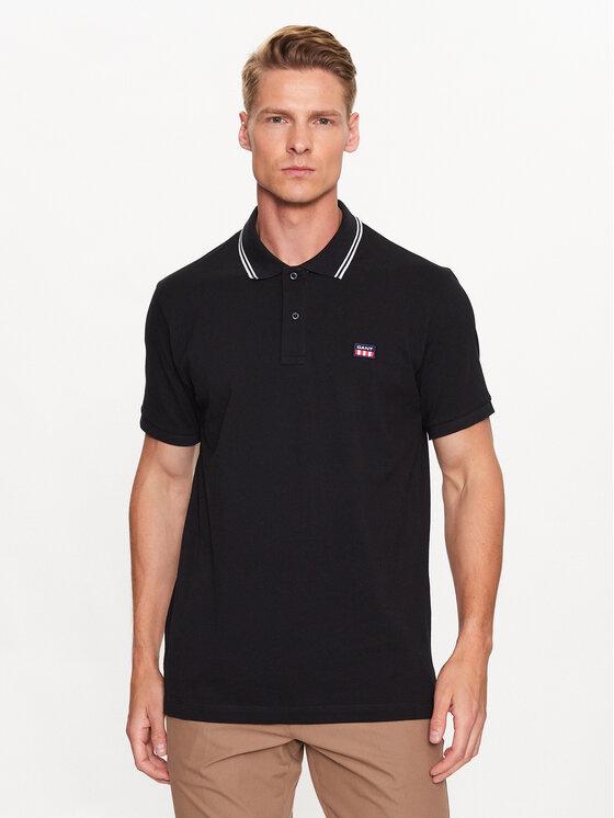 Gant Polo Majica 2062013 Črna Regular Fit