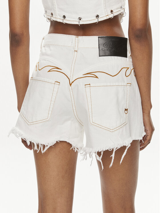 PINKO Pinko Džínsové šortky Honey 103627 A1VD Biela Regular Fit