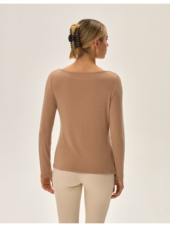 Esotiq Esotiq Bluzka 42199 Beżowy Regular Fit