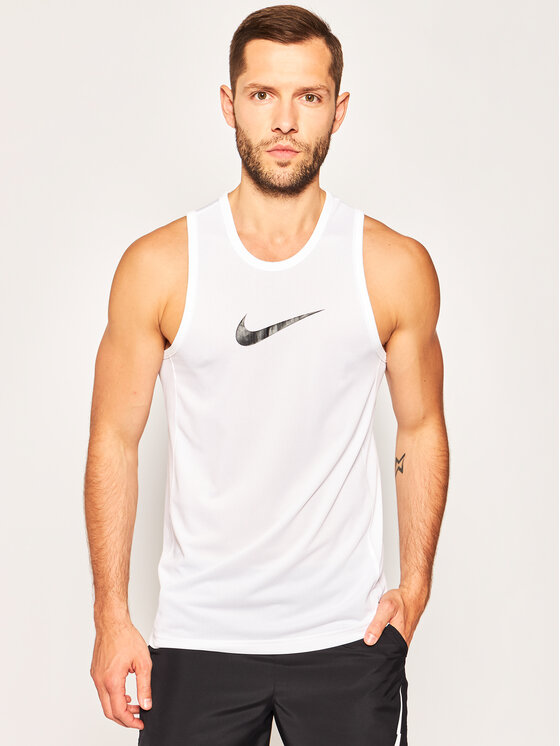 Nike T-shirt technique Dri-FIT Crossover BV9387 Blanc Regular Fit â¢ Modivo.fr