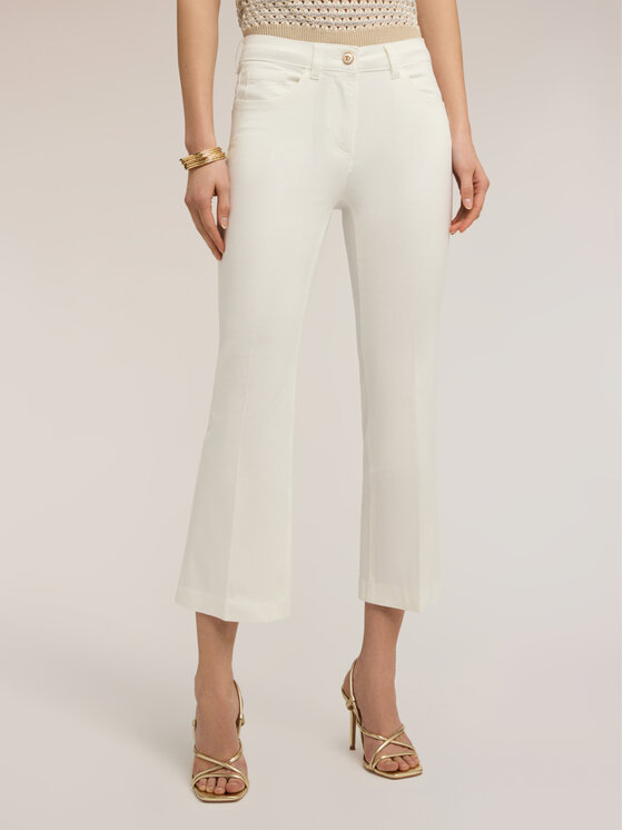 Motivi Motivi Pantaloni di tessuto P710Q004495N011 Bianco Flare Fit