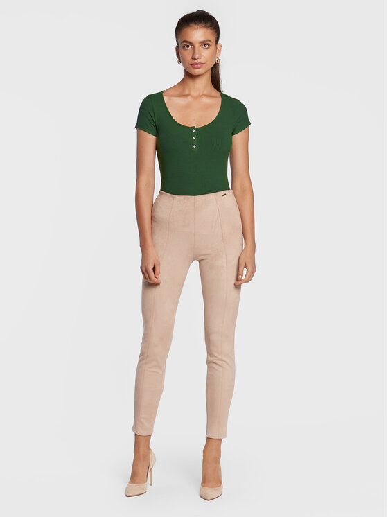 Guess Guess Bluzka Karlee Jewel W2YP24 KBCO2 Zielony Slim Fit