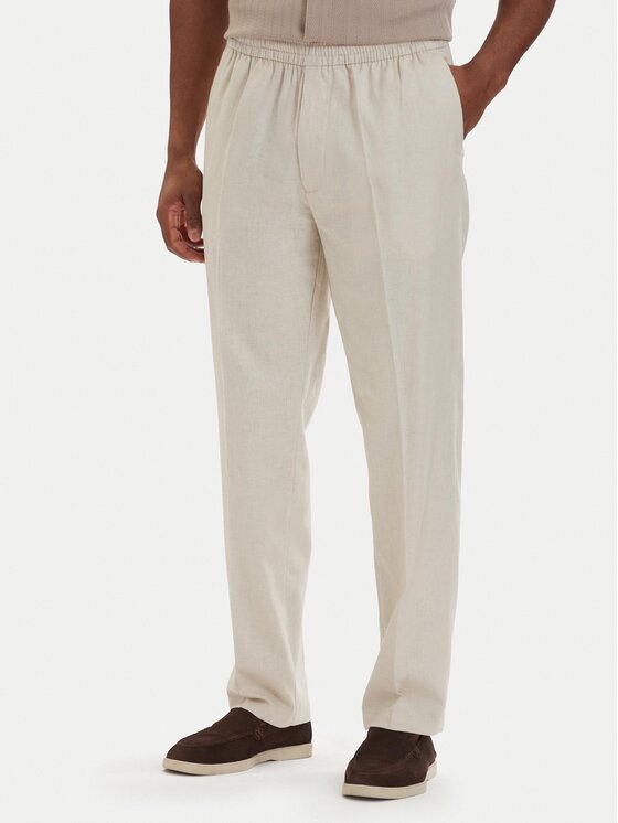 Calvin Klein Calvin Klein Medžiaginės kelnės LV04LF619G Šviesiai smėlinė Straight Fit