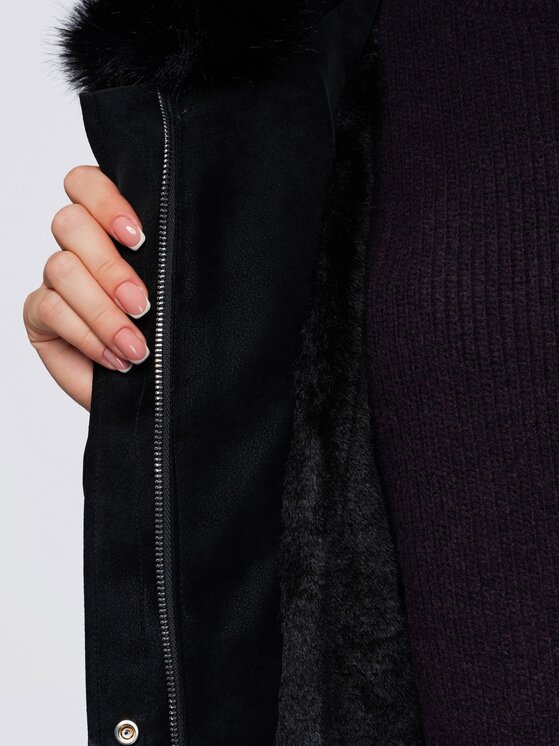 Ombre Ombre Kurtka zimowa OW-JT-E0009 Czarny Relaxed Fit