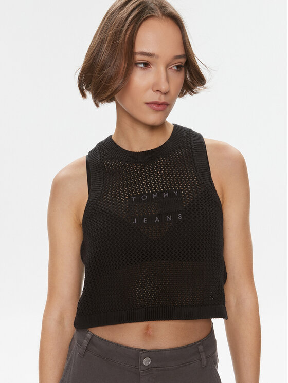 Tommy Jeans Tommy Jeans Top DW0DW18336 Negru Regular Fit