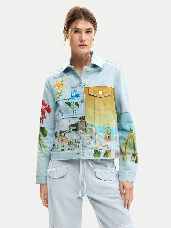 Desigual Desigual Giacca di jeans Indi 26SWED02 Celeste Regular Fit