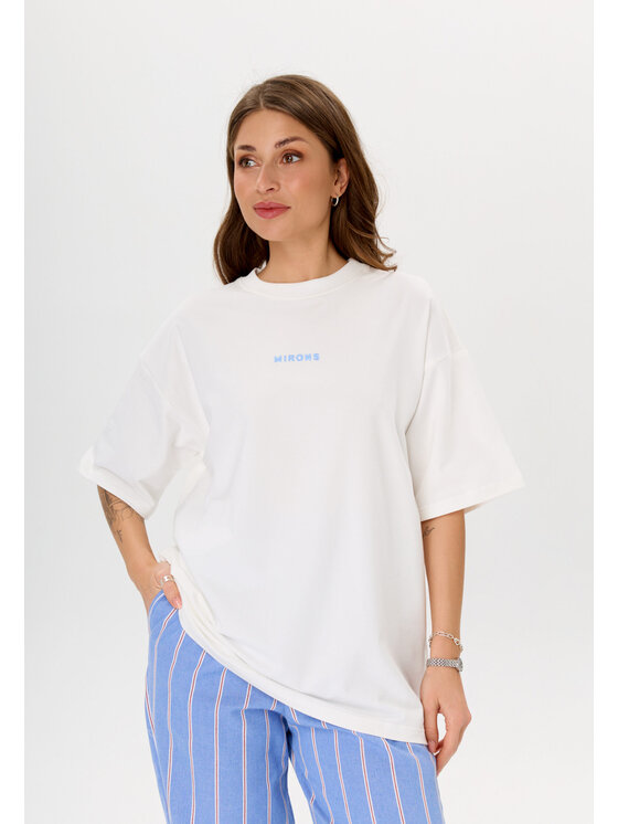 Mirons Mirons T-Shirt Print Biały Oversize