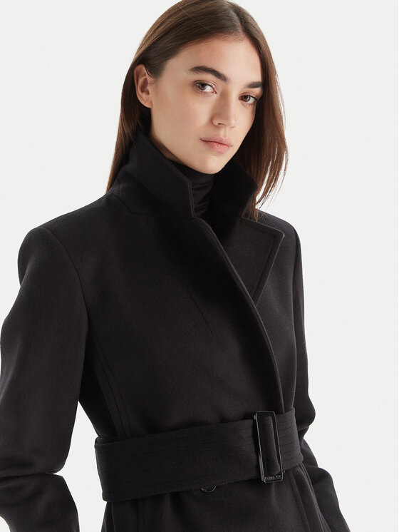 Patrizia Pepe Patrizia Pepe Gyapjú kabát 2O0195 A171 Fekete Regular Fit