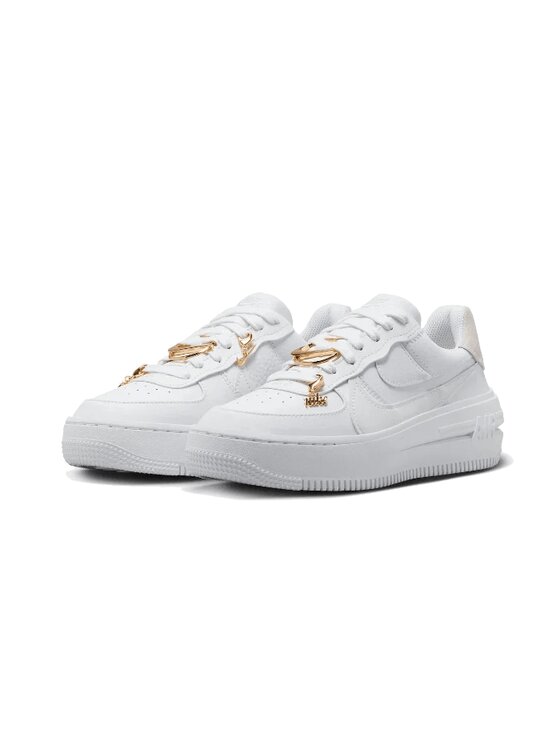 Nike Nike Sneakersy Nike Air Force 1 Low PLT.AF.ORM White Metallic Gold 37.5 Bílá
