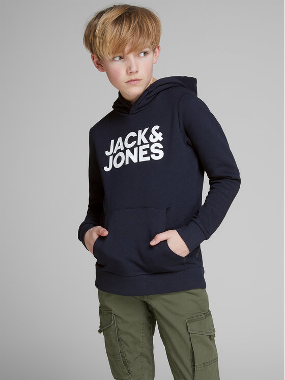 Jack&Jones Junior Džemperis ar kapuci 12152841 Tumši zils Regular Fit