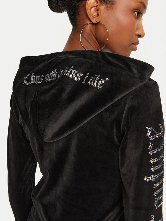 Juicy Couture Juicy Couture Džemperis ar kapuci Scared Heart JCBAS224816 Melns Slim Fit