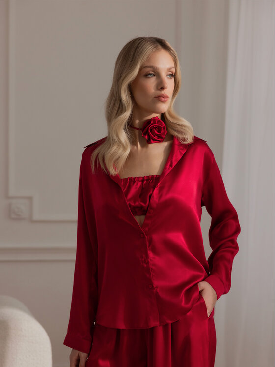Cat&Cat Cat&Cat Koszula jedwabna Czerwony Regular Fit