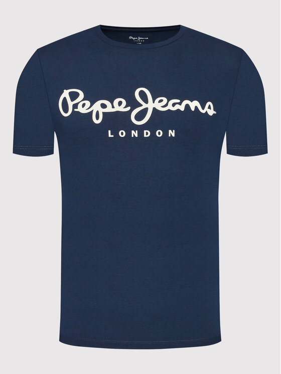 Pepe Jeans Pepe Jeans Marškinėliai Original PM508210 Tamsiai mėlyna Slim Fit