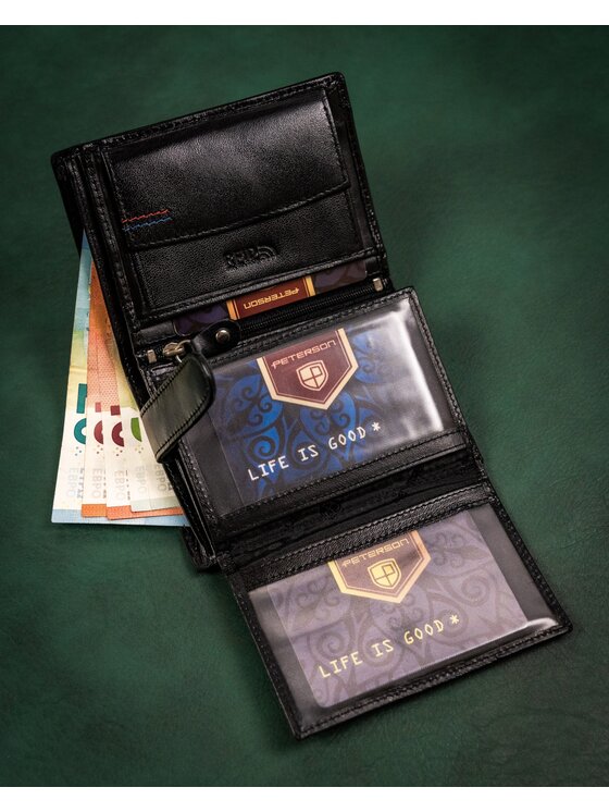 Peterson Peterson Duży Portfel Męski PTN SET-M-1542-KCS Czarny