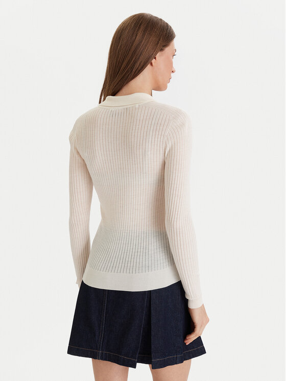 Lacoste Lacoste Πουλόβερ AF4006 Εκρού Slim Fit