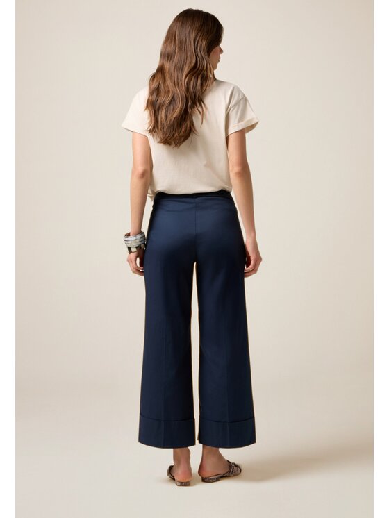 Oltre Oltre Pantaloni di tessuto P065R208995N034 Blu Cropp Fit