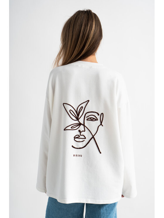 Mirons Mirons Bluzka Longsleeve Cream Face Écru Oversize
