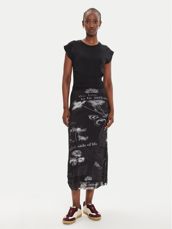Desigual Desigual Každodenné šaty Good News 24WWVK77 Čierna Regular Fit