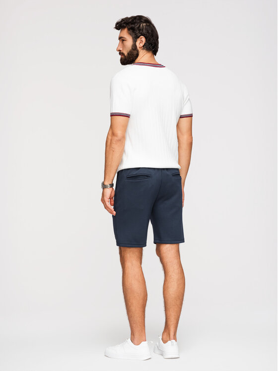 Ombre Ombre Szorty materiałowe OM-SRBC-0153 Granatowy Regular Fit